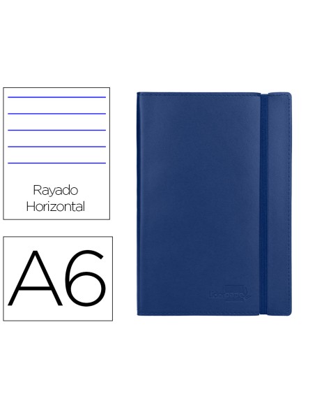 Libreta liderpapel simil piel a6 120 hojas 70g m2 horizontal sin margen azul Libreta liderpapel simil piel a6 120 hojas 70g m2 horizontal sin margen azul
