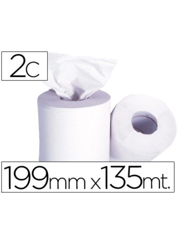 Papel secamanos 2 capas 199 mm x 135 mt mandril 70 mm diametro 197 mm