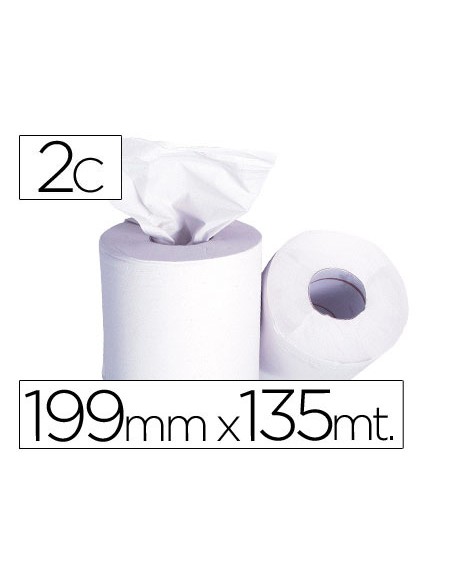 Papel secamanos 2 capas 199 mm x 135 mt mandril 70 mm diametro 197 mm Papel secamanos 2 capas 199 mm x 135 mt mandril 70 mm diametro 197 mm