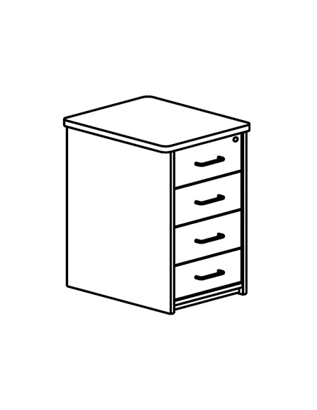 Cajonera rocada con 4 cajones serie store 72x47x60 acabado aa01 haya haya