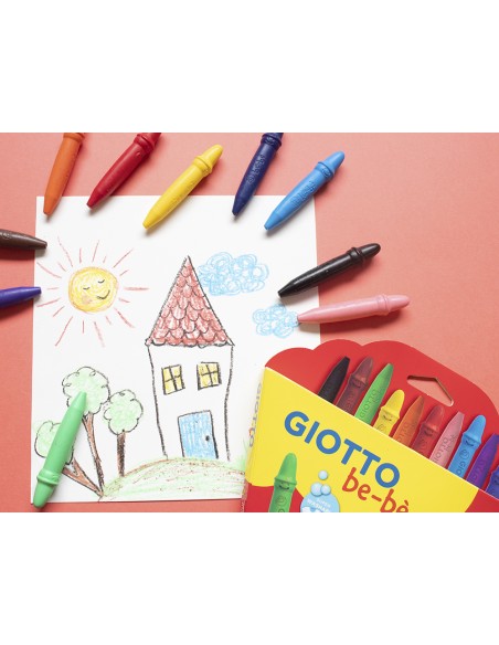Lapices cera giotto super bebe caja de 10 colores surtidos sacapuntas