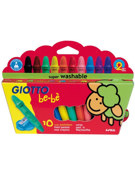 Lapices cera giotto super bebe caja de 10 colores surtidos sacapuntas
