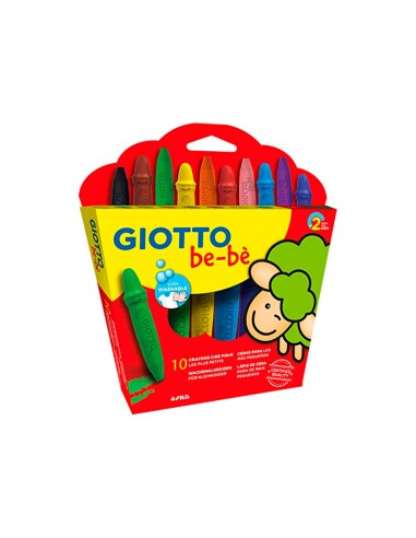 Lapices cera giotto super bebe caja de 10 colores surtidos sacapuntas