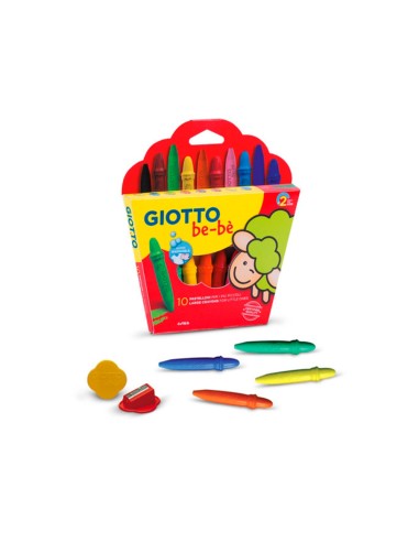 Lapices cera giotto super bebe caja de 10 colores surtidos sacapuntas
