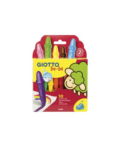 Lapices cera giotto super bebe caja de 10 colores surtidos sacapuntas