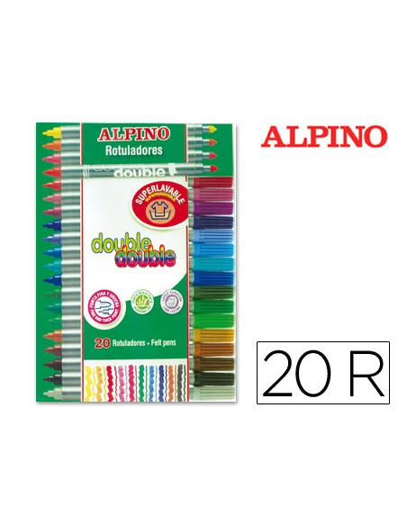 Rotulador alpino double double punta gruesa y punta fina caja de 204 colores surtidos