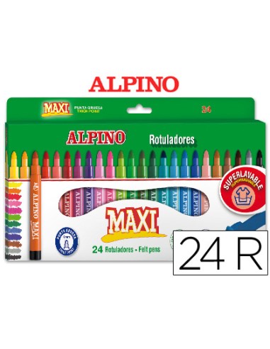 Rotulador alpino maxi caja de 24 colores surtidos
