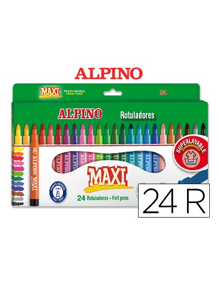 Rotulador alpino maxi caja de 24 colores surtidos