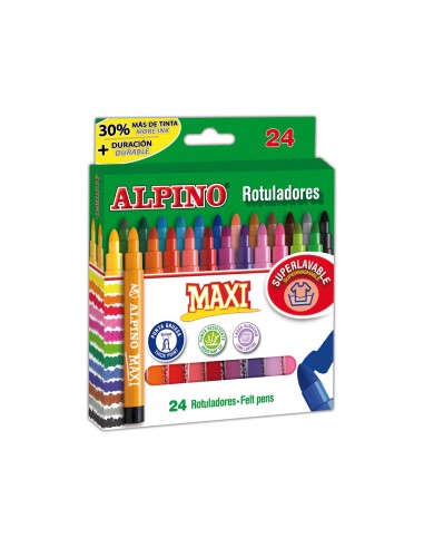 Rotulador alpino maxi caja de 24 colores surtidos