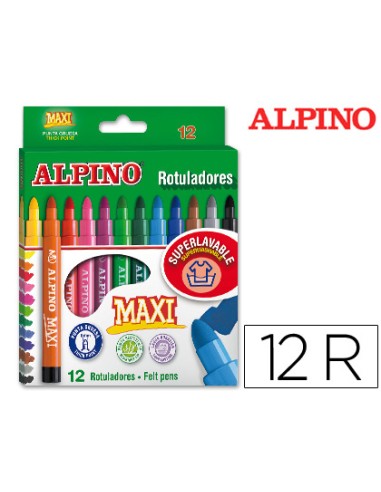 Rotulador alpino maxi caja de 12 colores surtidos