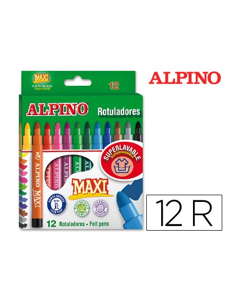 Rotulador alpino maxi caja de 12 colores surtidos
