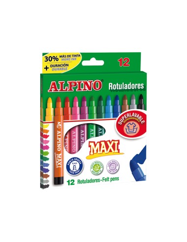 Rotulador alpino maxi caja de 12 colores surtidos