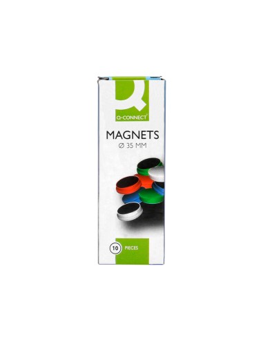 Iman para sujecion q connect ideal para pizarras magneticas35 mm colores surtidos caja de 10 unidades