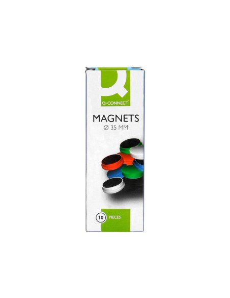 Iman para sujecion q connect ideal para pizarras magneticas35 mm colores surtidos caja de 10 unidades