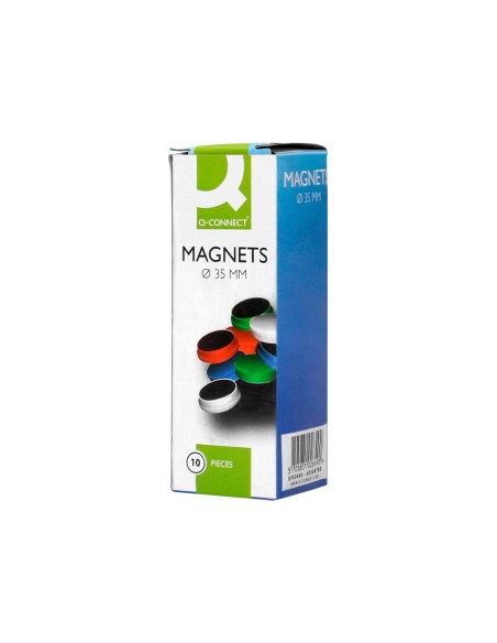 Iman para sujecion q connect ideal para pizarras magneticas35 mm colores surtidos caja de 10 unidades