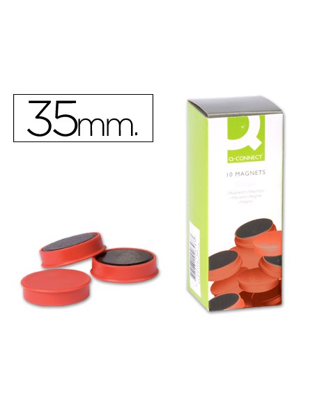 Iman para sujecion q connect ideal para pizarras magneticas35 mm rojo caja de 10 unidades