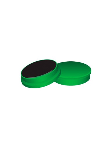 Iman para sujecion q connect ideal para pizarras magneticas35 mm verde caja de 10 unidades