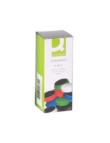 Iman para sujecion q connect ideal para pizarras magneticas25 mm colores surtidos caja de 10 unidades