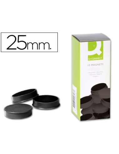 Iman para sujecion q connect ideal para pizarras magneticas25 mm negro caja de 10 unidades
