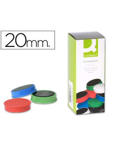 Iman para sujecion q connect ideal para pizarras magneticas20 mm colores surtidos caja de 10 unidades