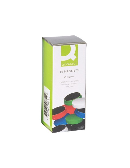 Iman para sujecion q connect ideal para pizarras magneticas20 mm colores surtidos caja de 10 unidades