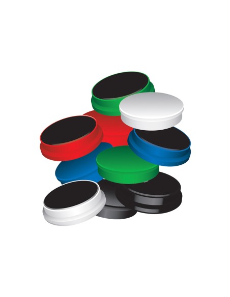 Iman para sujecion q connect ideal para pizarras magneticas20 mm colores surtidos caja de 10 unidades