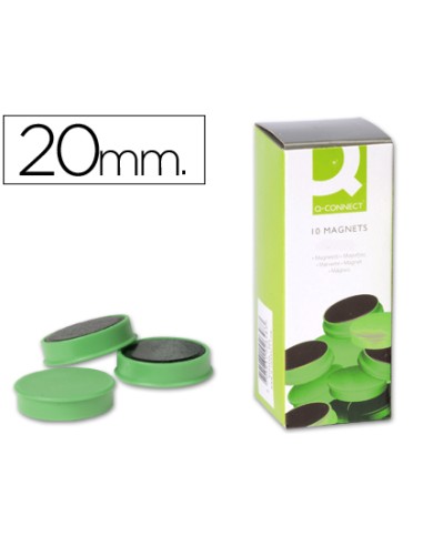 Iman para sujecion q connect ideal para pizarras magneticas20 mm verde caja de 10 unidades