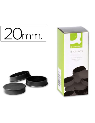 Iman para sujecion q connect ideal para pizarras magneticas20 mm negro caja de 10 unidades