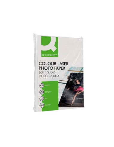 Papel q connect foto glossy din a4 para fotocopiadoras e impresoras laser paquete de 100 hojas de 218 gr