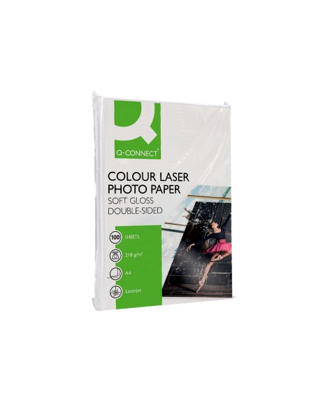 Papel q connect foto glossy din a4 para fotocopiadoras e impresoras laser paquete de 100 hojas de 218 gr