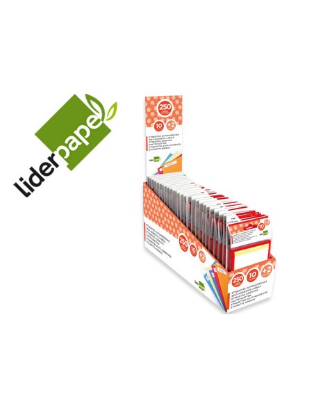 Etiquetas liderpapel expositor de 250 sobres de 10 h 2 h obsequio