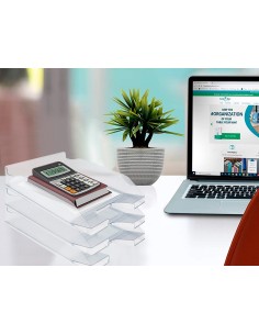 Bandeja sobremesa plastico q connect transparente 240x70x340 mm