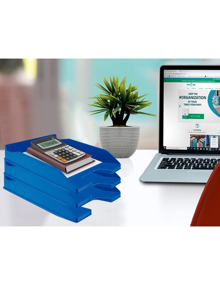 Bandeja sobremesa plastico q connect azul opaco 240x70x340 mm