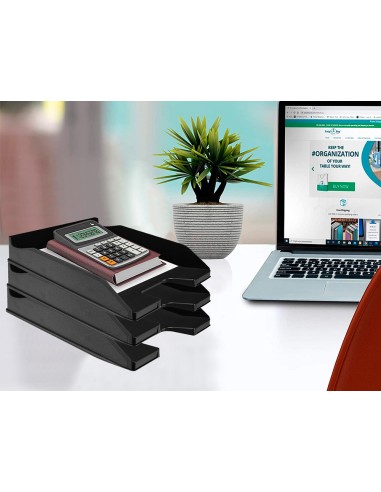 Bandeja sobremesa plastico q connect negro opaco 100 reciclado 240x70x340 mm