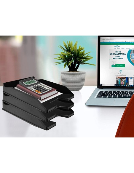 Bandeja sobremesa plastico q connect negro opaco 100 reciclado 240x70x340 mm