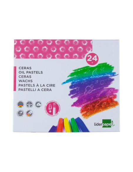 Lapices cera blanda liderpapel caja de 24 unidades colores surtidos