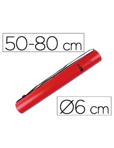 Portaplanos plastico liderpapel diametro 6 cm extensible hasta 80 rojo