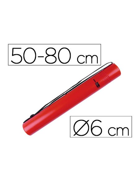 Portaplanos plastico liderpapel diametro 6 cm extensible hasta 80 rojo