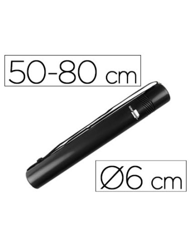 Portaplanos plastico liderpapel diametro 6 cm extensible hasta 80 negro