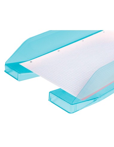 Bandeja sobremesa plastico q connect turquesa transparente 240x70x340 mm