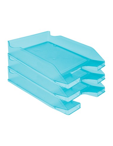 Bandeja sobremesa plastico q connect turquesa transparente 240x70x340 mm