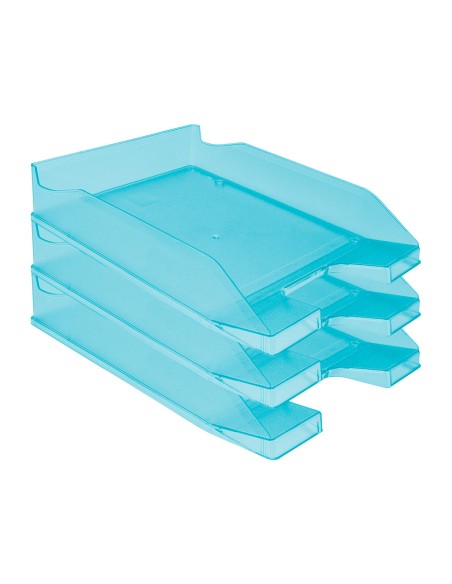 Bandeja sobremesa plastico q connect turquesa transparente 240x70x340 mm