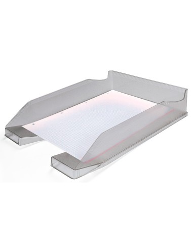 Bandeja sobremesa plastico q connect gris oscuro transparente 240x70x340 mm