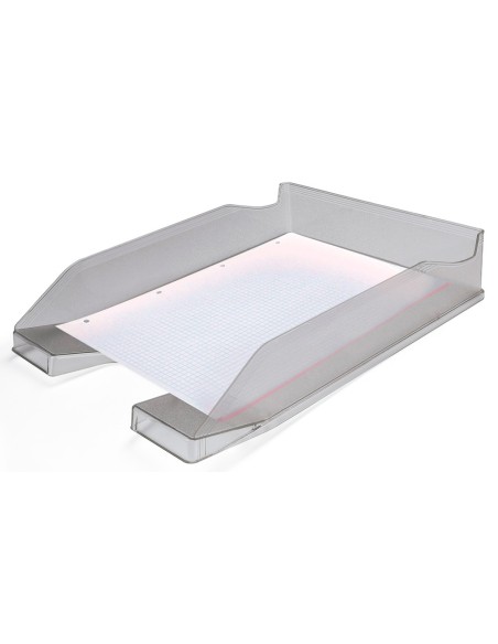 Bandeja sobremesa plastico q connect gris oscuro transparente 240x70x340 mm