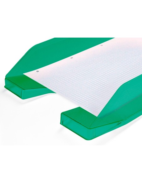 Bandeja sobremesa plastico q connect verde transparente 240x70x340 mm
