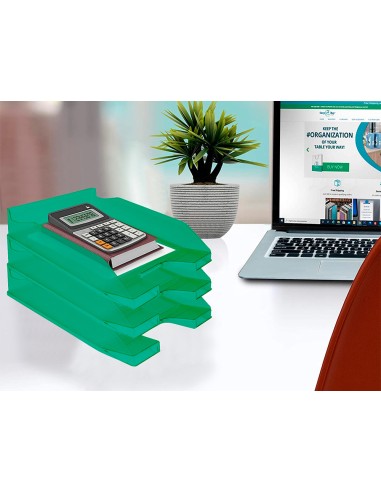 Bandeja sobremesa plastico q connect verde transparente 240x70x340 mm