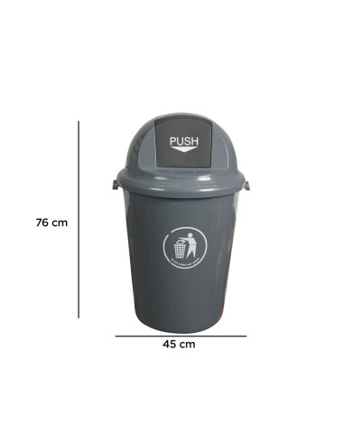 Papelera contenedor q connect plastico con tapadera 80l color gris 450x760 mm