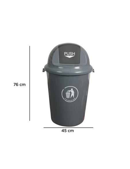 Papelera contenedor q connect plastico con tapadera 80l color gris 450x760 mm