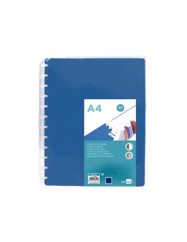 Carpeta liderpapel din a4 con 20 fundas intercambiables color azul