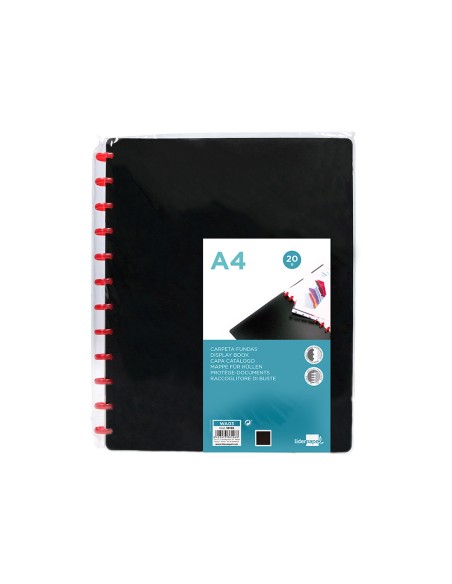 Carpeta liderpapel din a4 con 20 fundas intercambiables color negro